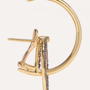 18K gold, sapphire and diamond earrings 925 kumush