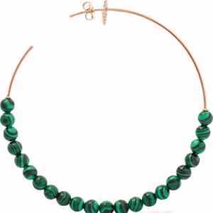 18-karat rose gold, diamond and malachite hoop earrings2