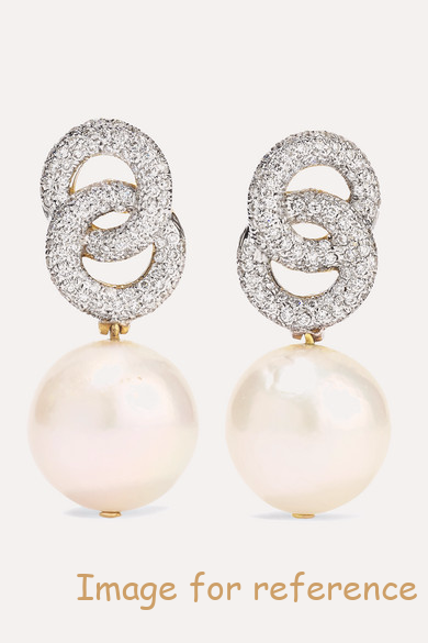 18K gold diamond pearl earrings 925 sølv 18K gold diamond pearl earrings 925 silver