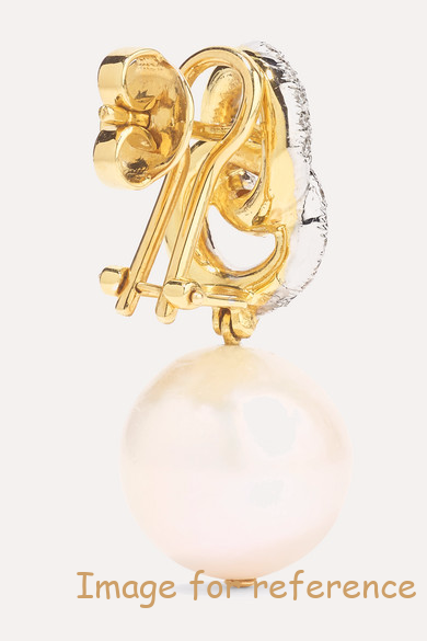 18K gold diamond pearl earrings 925 silver2 18K gold diamond pearl earrings 925 silver1