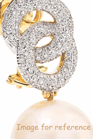 18K gold diamond pearl earrings 925 silver3 18K gold diamond pearl earrings 925 silver1