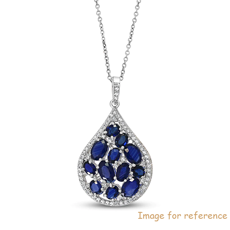 Blue Sapphire Necklace OEM ODM factory 14K White Gold