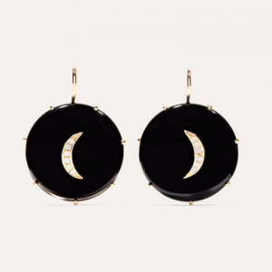 Custom wholesale 14K gold onyx diamond earrings
