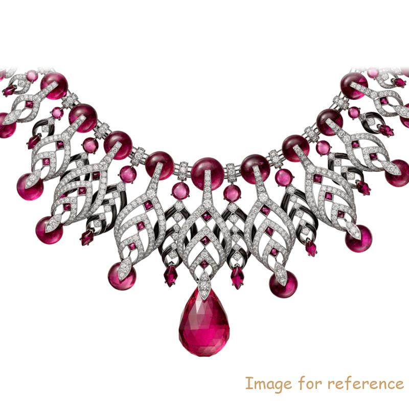 WHITE GOLD RUBELLITES BLACK RHODIUM DIAMONDS NECKLACE JEWELRY