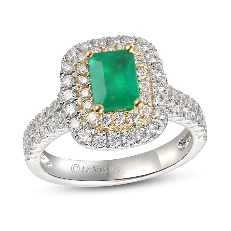Customized Sterling Silver Natural Emerald Ring 18K Honey Gold Manufacturer