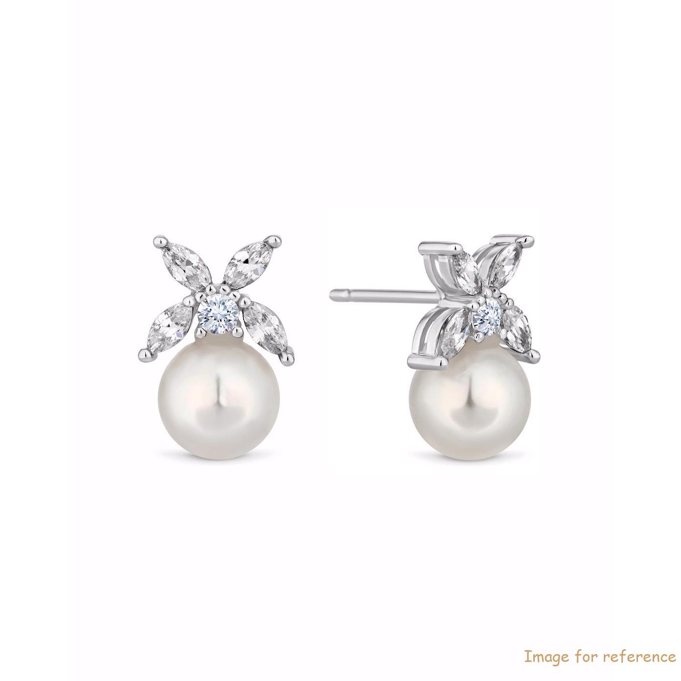 Custom Engraved Jewelry white gold plating pearl earrings