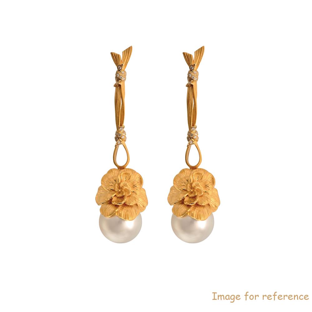 Ұзаққа созылмалы сырғалар 18к сары алтын алтынды інжу-маржан дизайны бар дизайн 925 Күміс құйындысы