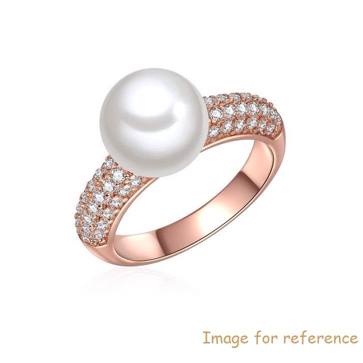 Ring Pearl Zirconia White Custom 925 Silver Gold Rose Gold Plated supplier