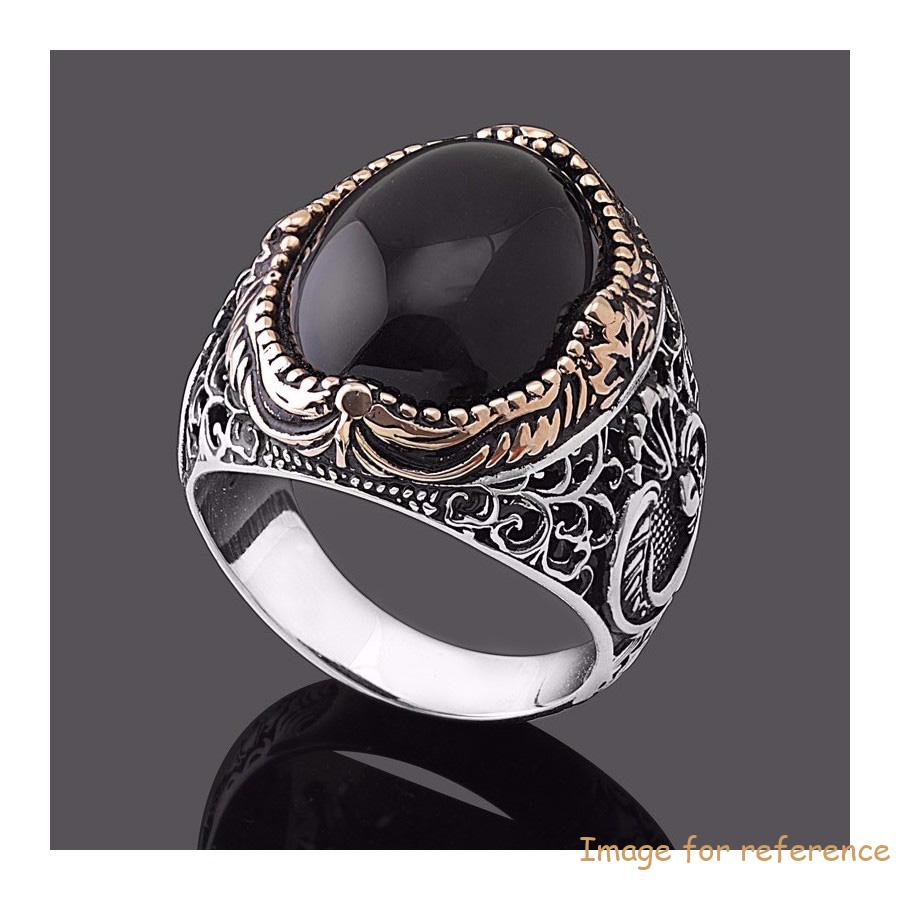 Black CZ stone 925 siver mens ring wholesale custom fine jewelry supplier