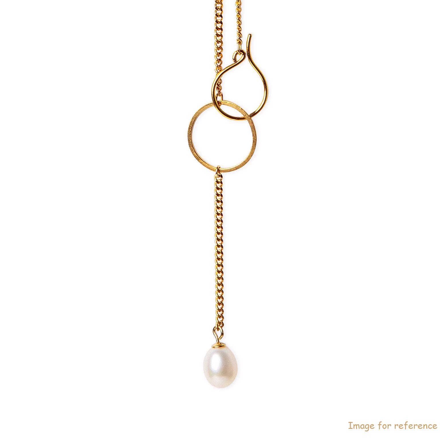 Custom Designed Gold plated silver necklace set with pearl