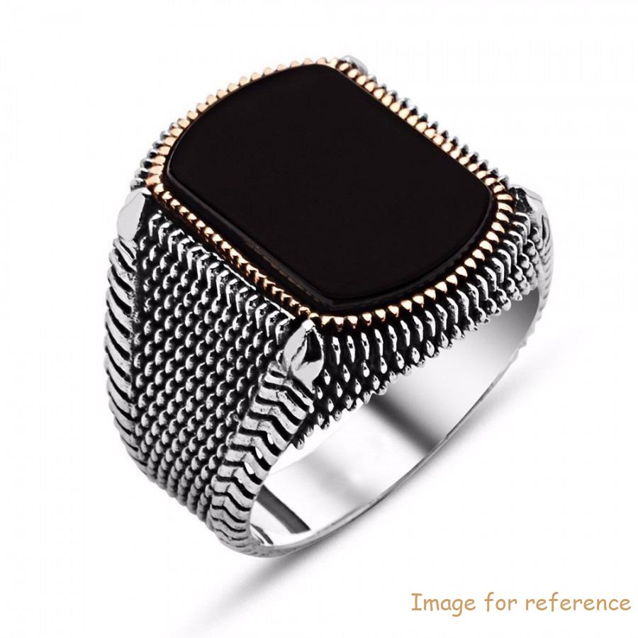 Custom men 925s Silver Signet ring with Onyx Stone Wholesale Silver Jewelry Supplier