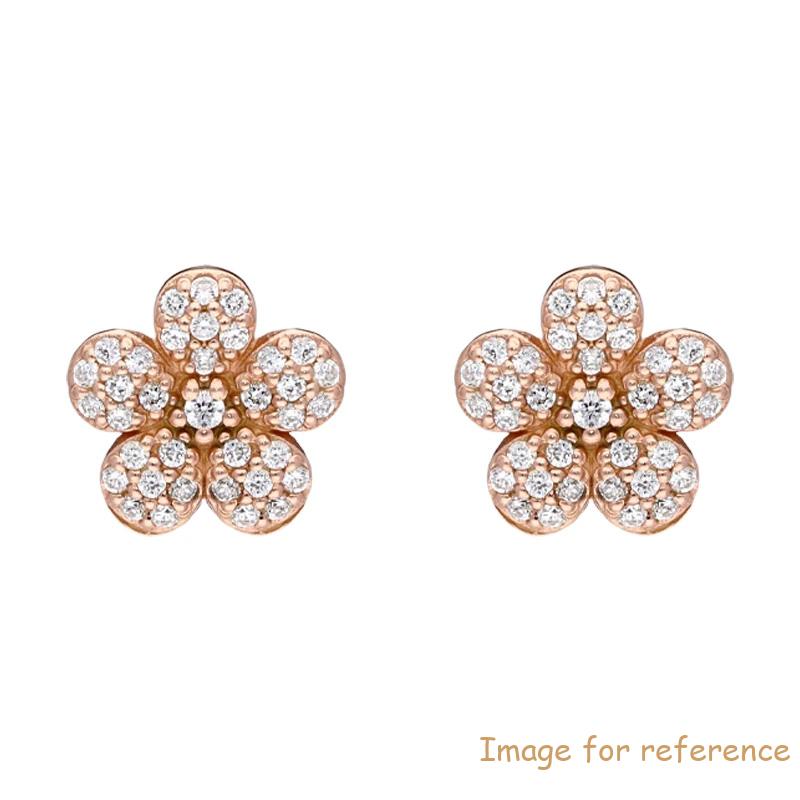 Sterling Silver Rose Gold Flower Stud Earrings Custom Silver Jewelry Supplier Wholesalers