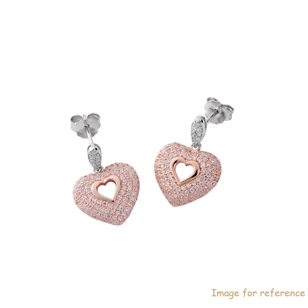Sterling Silver Rose Gold Heart Drop Earrings wholesale custom fine jewelry