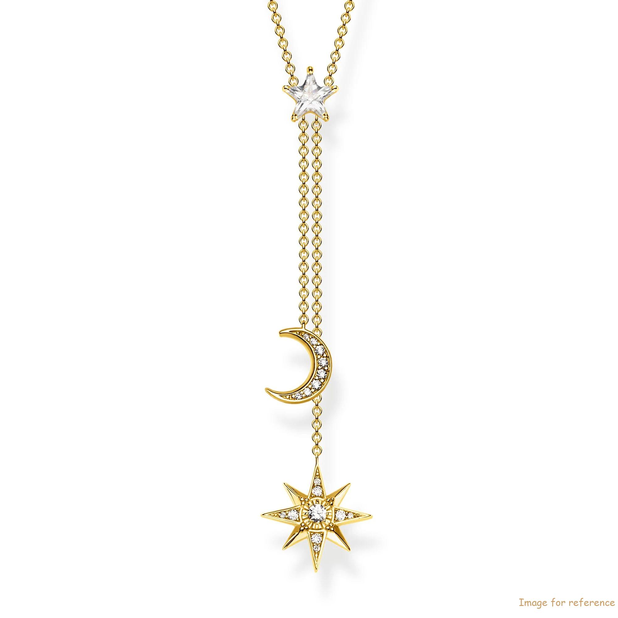Yellow Gold CZ Magic Stars Drop Necklace 925 поставщик серебра