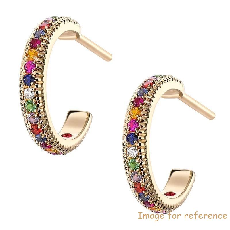 Yellow Gold Multi Stone Hoop Earrings 925 silver supplier