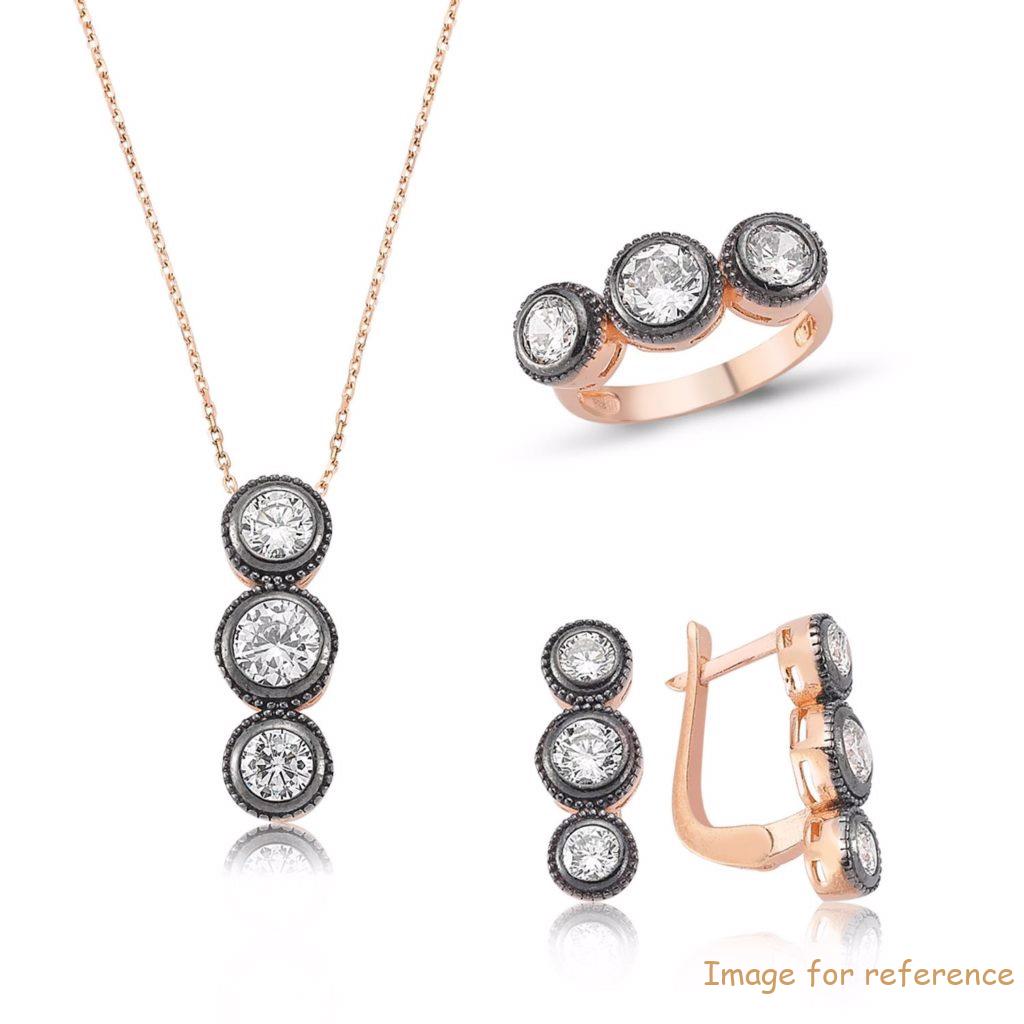Custom Russian necklace ring earring set Wholesale 925 Sterling Silver Cubic Zirconia jewerly manufacturer