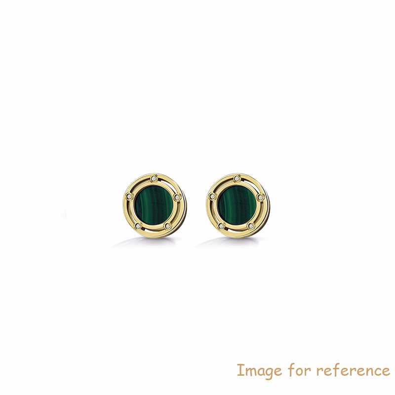 Custom Yellow gold, malachite earrings design wholesale men women Italian silver jewelry