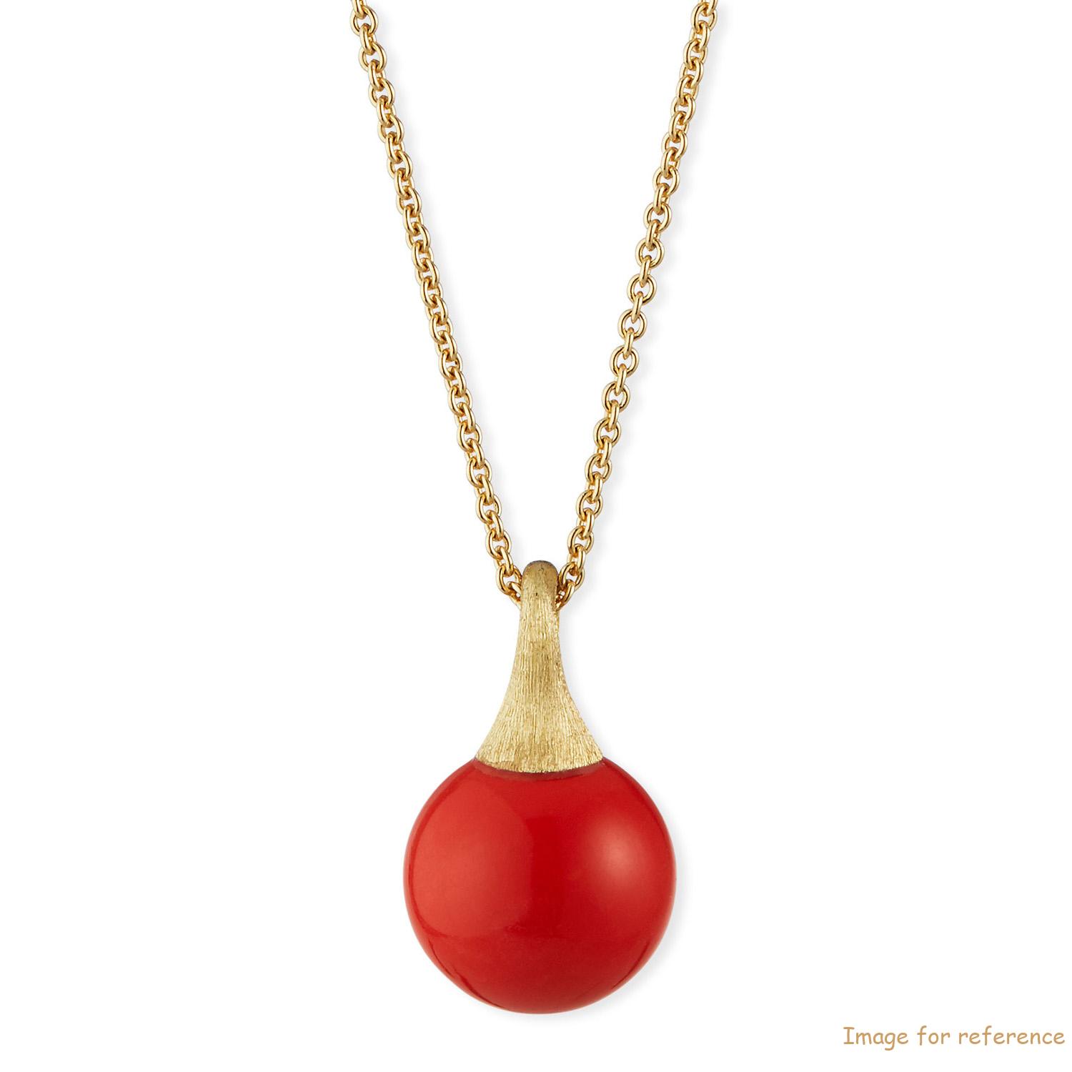 Custom 18K Coral Pendant Necklace Jewelry Supplier OEM