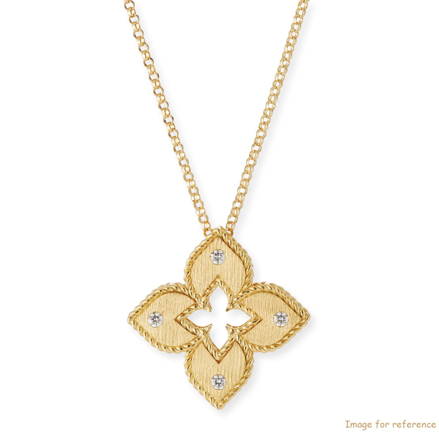 Custom 18k Diamond Open Flower Necklace Jewelry Supplier