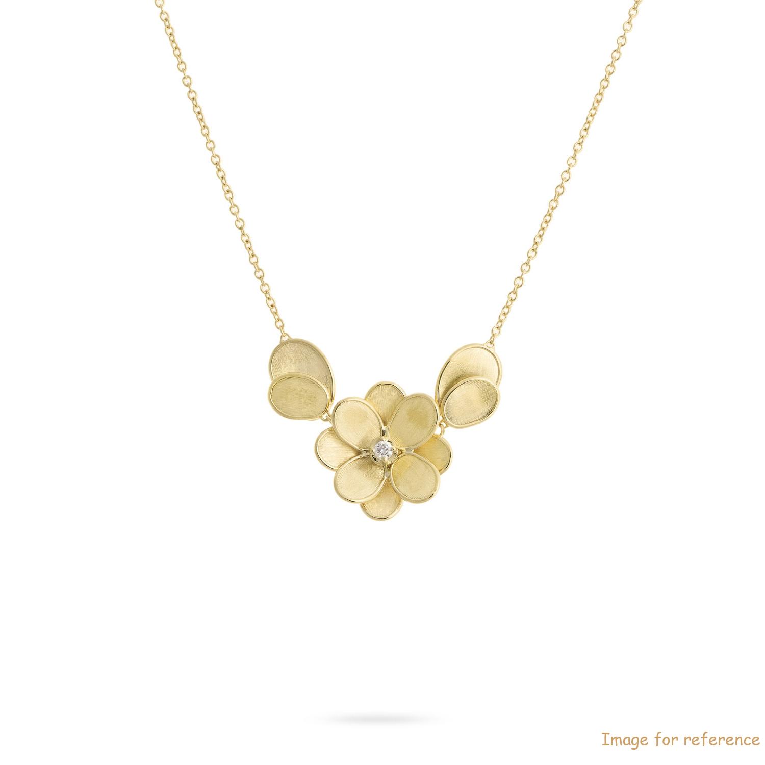 Custom 18k Flower Pendant Necklace Diamonds Jewelry Supplier OEM