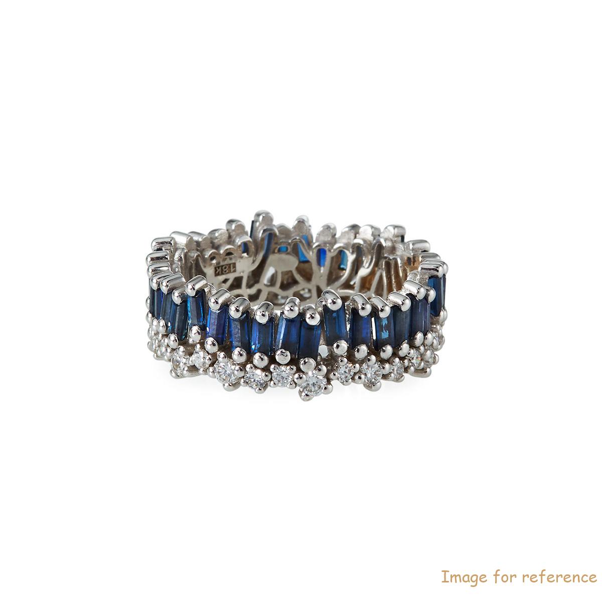 Custom 18k White Gold Blue Sapphire Eternity Ring OEM gold & sølvsmykker