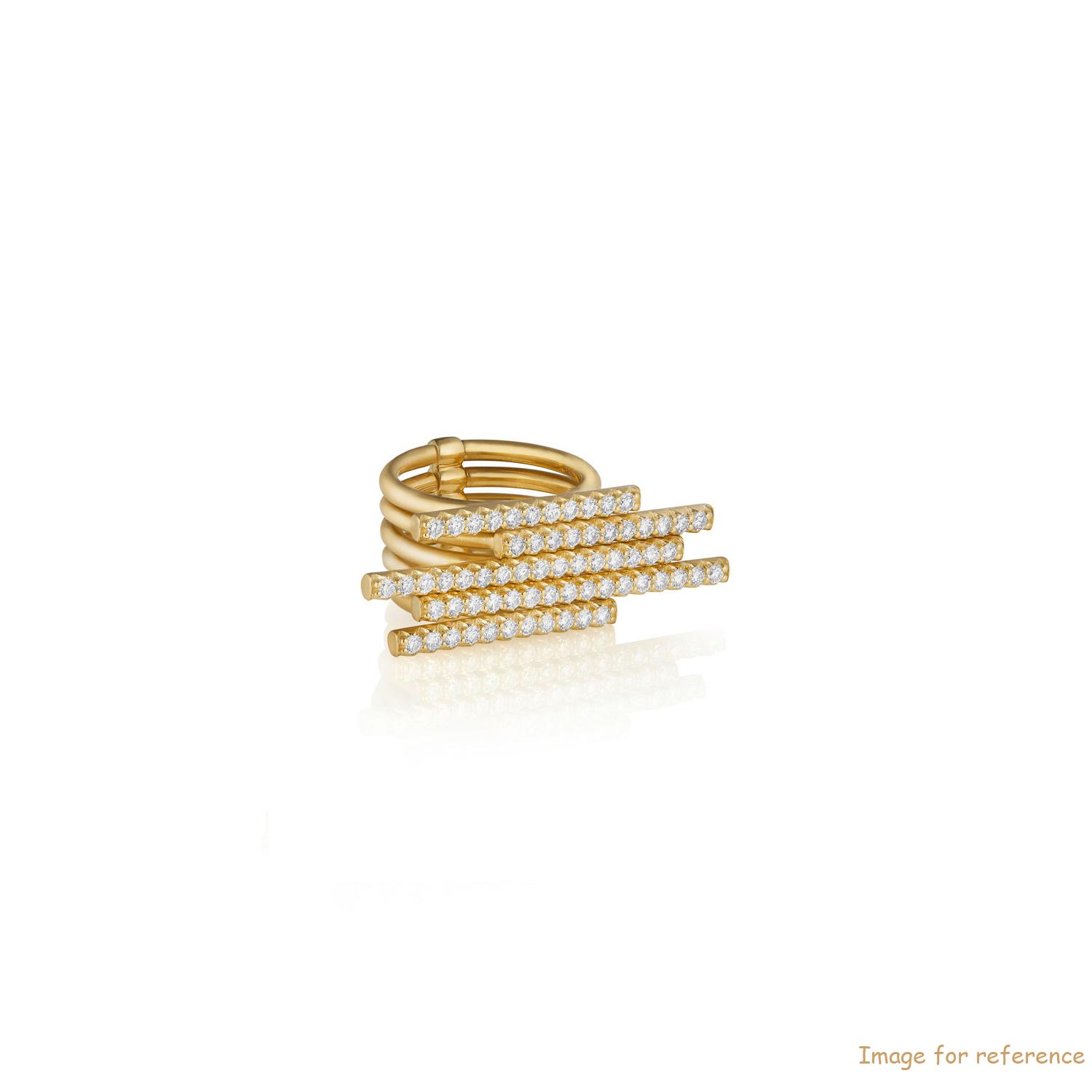 Custom made 18k Gold 5-Diamond Sticks Ring women's fine jewelry designer
