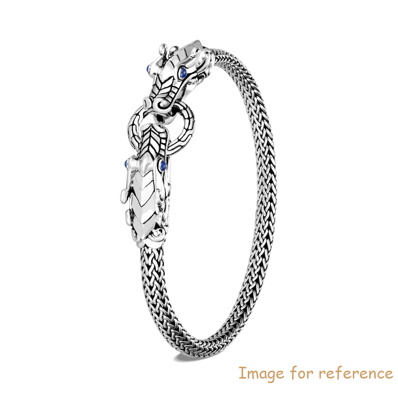 Custom Double Dragon Bracelet Natural Blue Sapphire Sterling Silver OEM jewelry for 20 yillar
