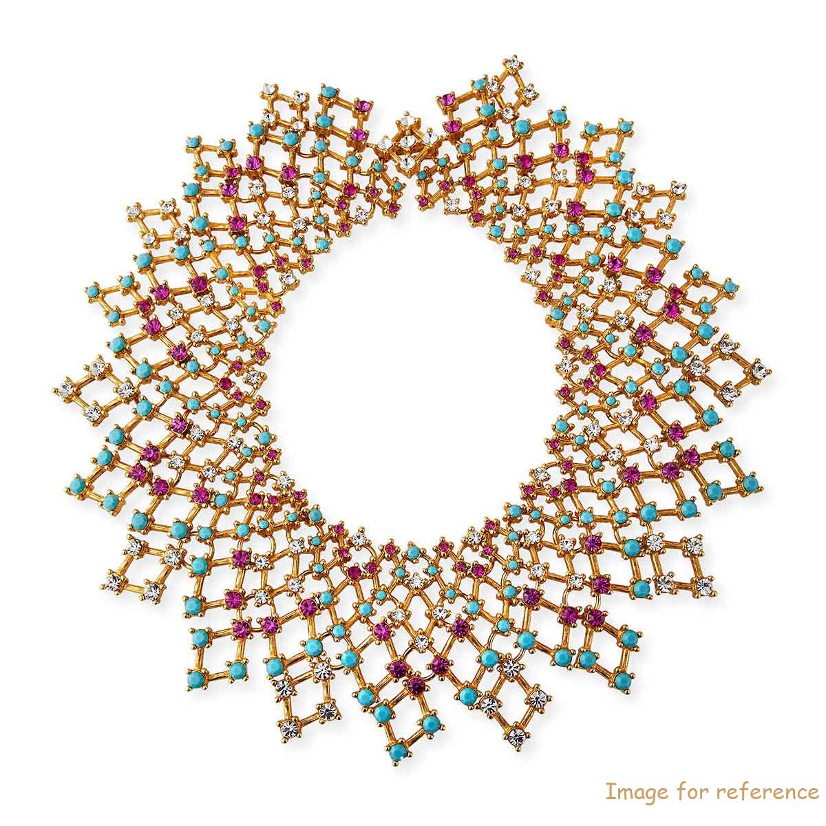 Custom Lattice Bib Necklace with enamel and using 925 silver or gold plating