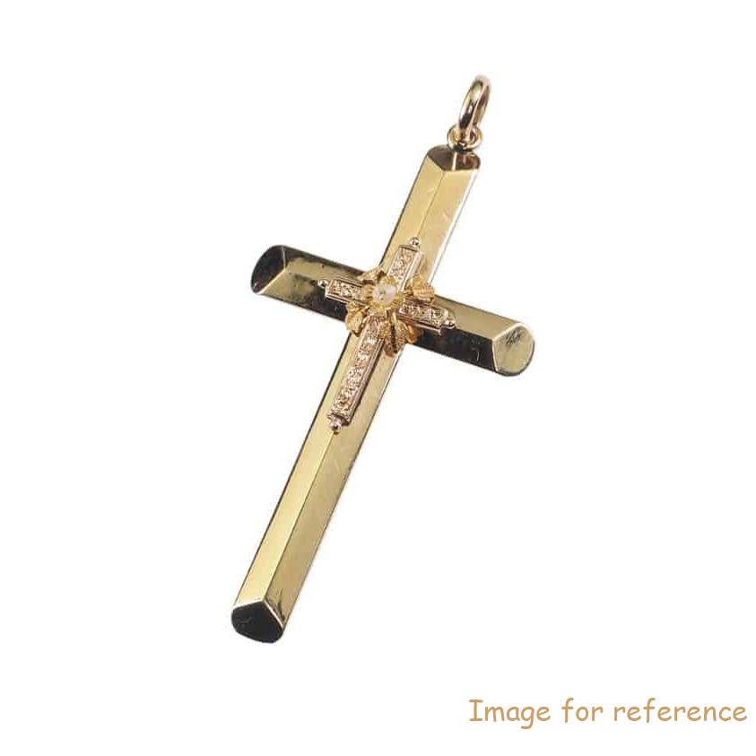 Custom Made Gold Cross-Pendant with one Pearl Design necklace OEM service