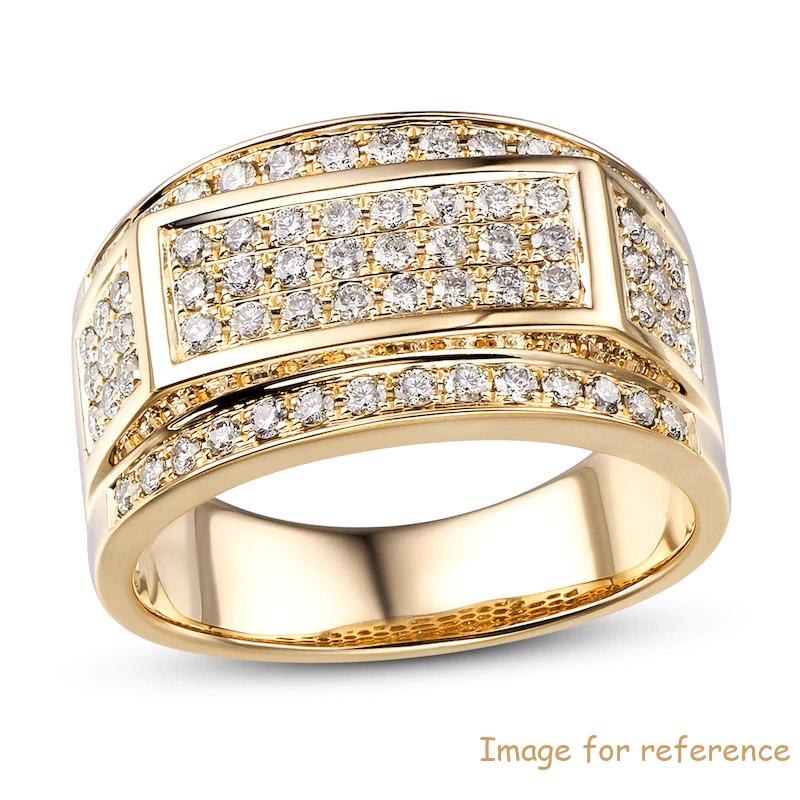 Custom Men's cubic zirconia silver Ring 10K Yellow Gold vermail jewelry