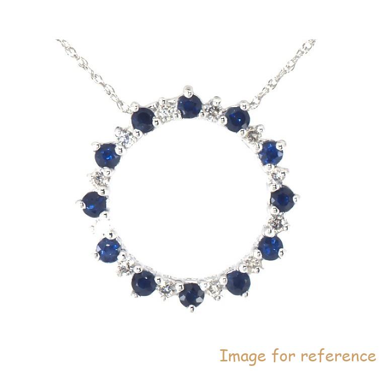 Custom Sapphire Necklace Diamonds 10K White Gold Design High Quality jewelry