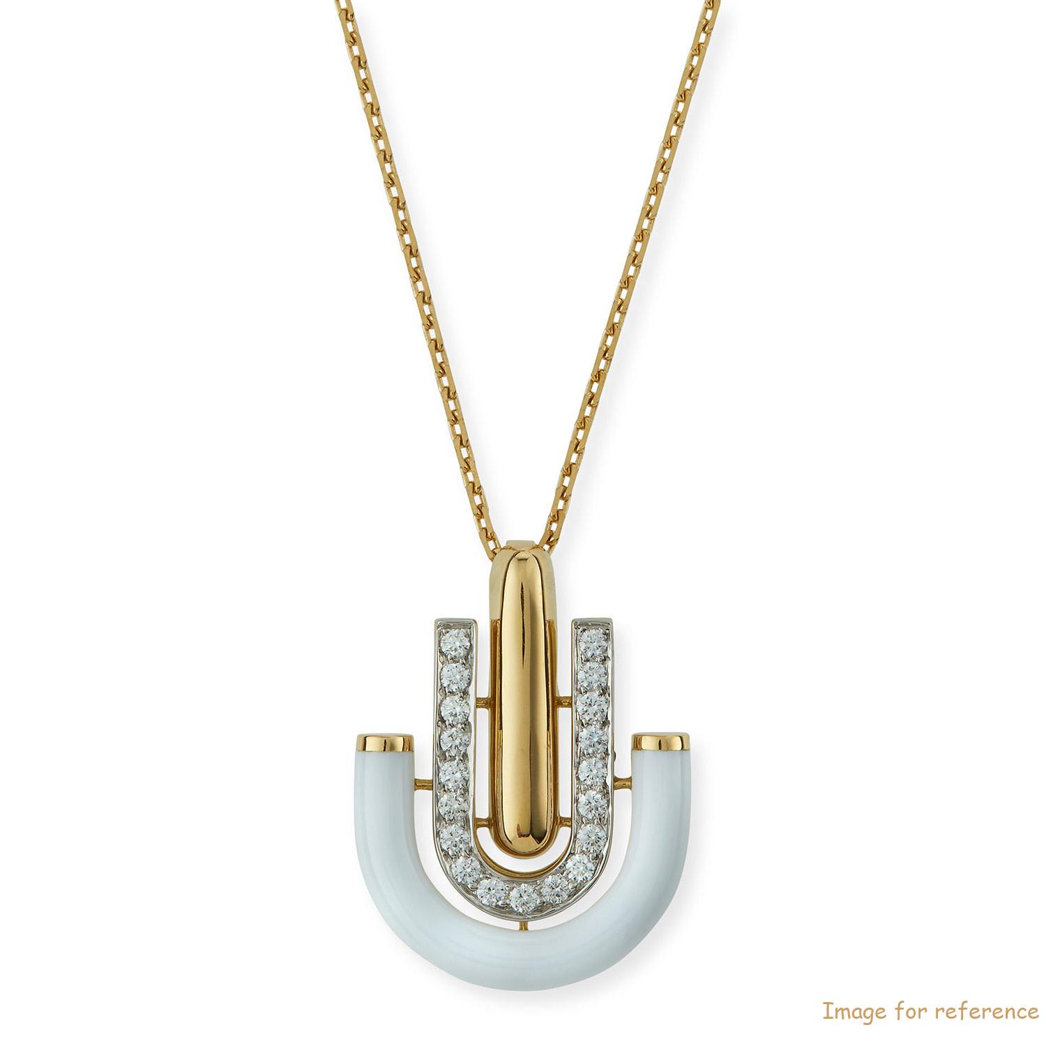 Custom White Enamel & Diamond Pendant Necklace OEM ODM jewelry factory
