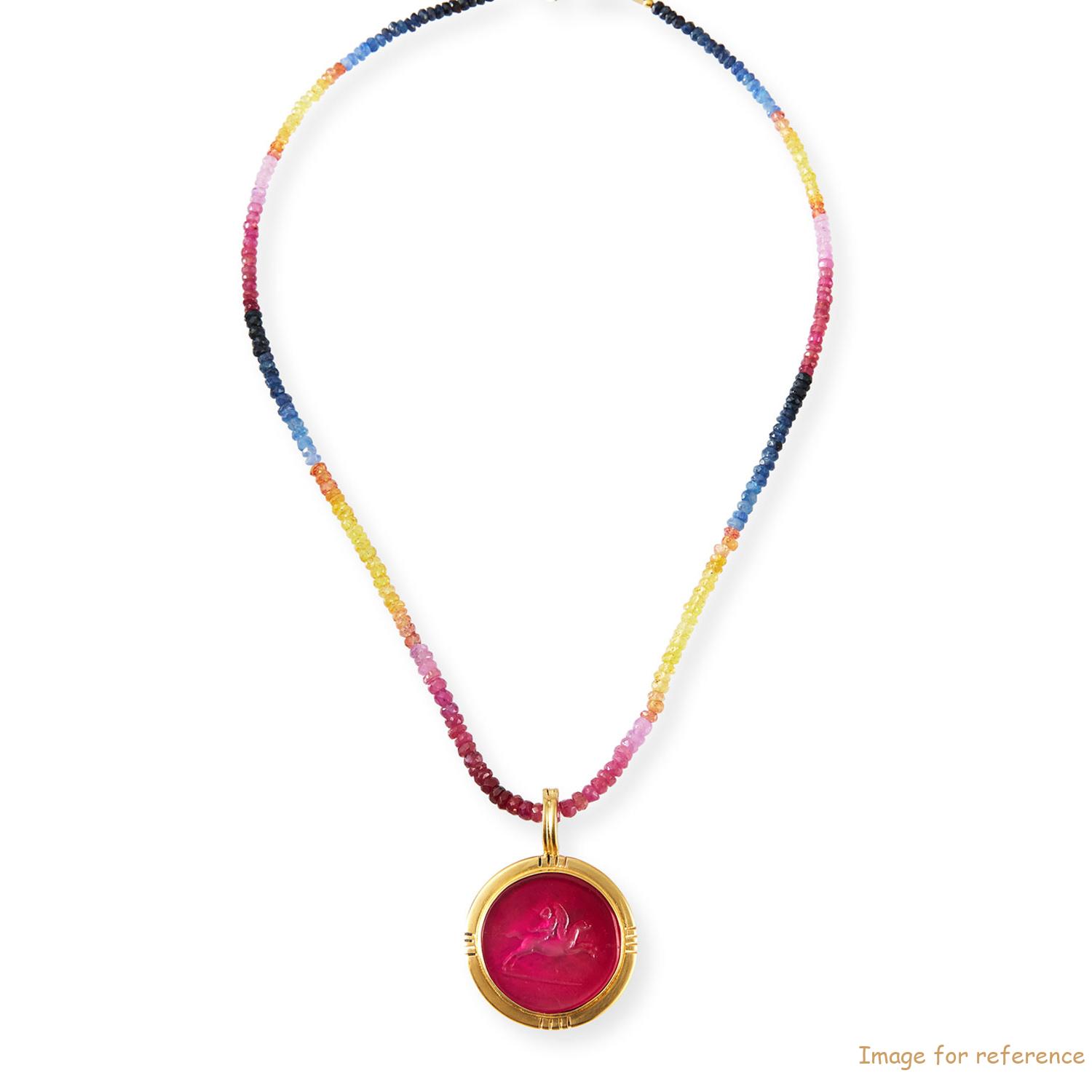 Custom made Multi-Sapphire Round Pendant Necklace or gold vermail silver necklace