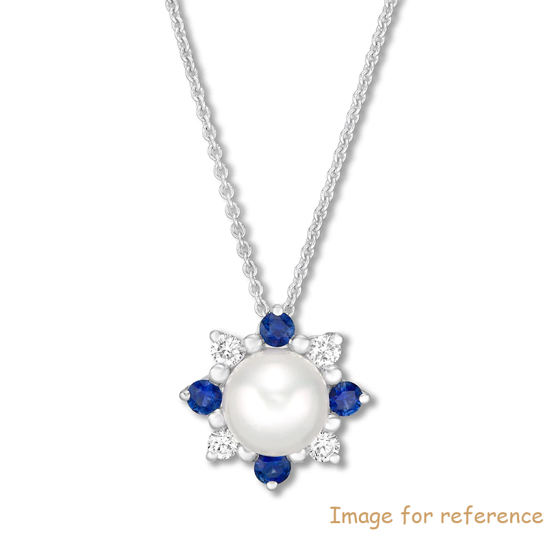 OEM Custom Pearl & Sapphire Necklace Diamonds 14K Gold Personalised design service