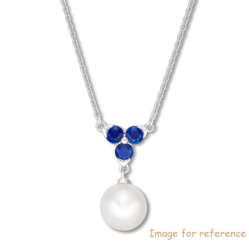 OEM Pearl & Natural Sapphire Necklace 14K White Gold design your own jewelry
