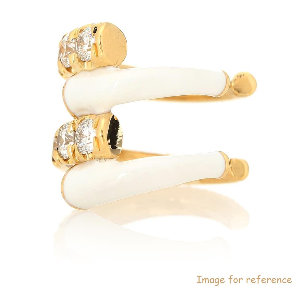 OEM ring 18-karat yellow gold and white enamel custom design jewelry factory