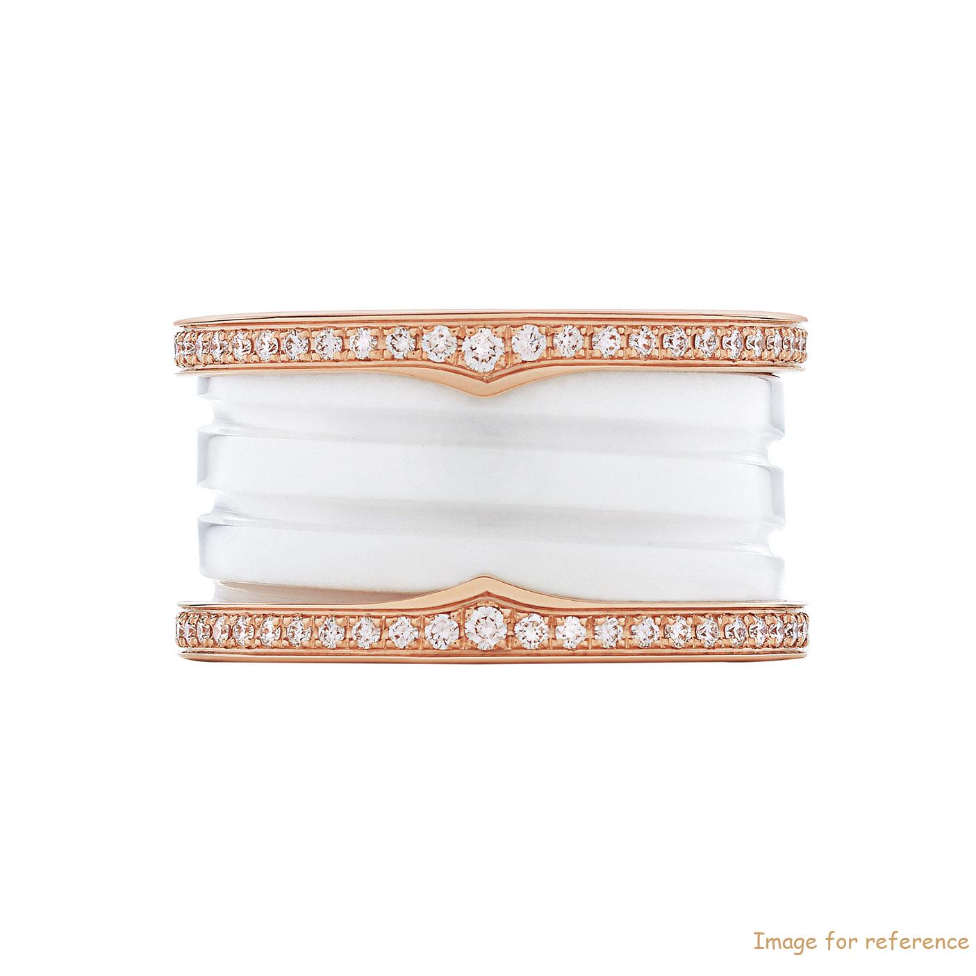 OEM women ring in white ceramic and 18k rose gold vermeil on 925 fabricant de bijoux en argent