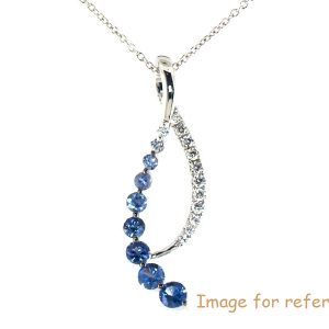 Personalised design Sapphire Denim Ombre Necklace Diamonds 14K Gold oem jewelry