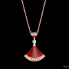 18 kt rose gold necklace set with carnelian elements, a round brilliant-cut diamond and pavé diamonds OEM design jewelry