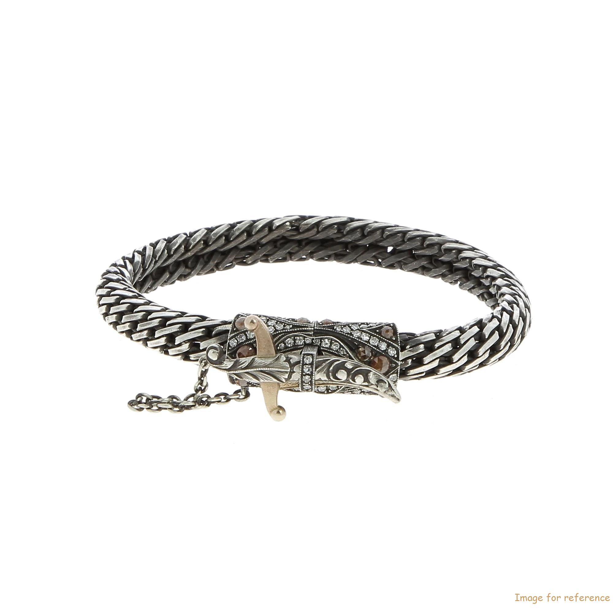 スターリングシルバーのカスタムブレスレットイエローゴールド 925 メンズファインジュエリーデザイナー