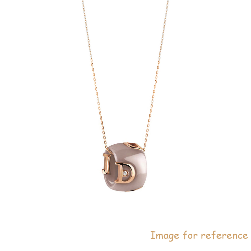 Custom Cappuccino ceramic, pink gold plated necklace design engraving your jewelry
