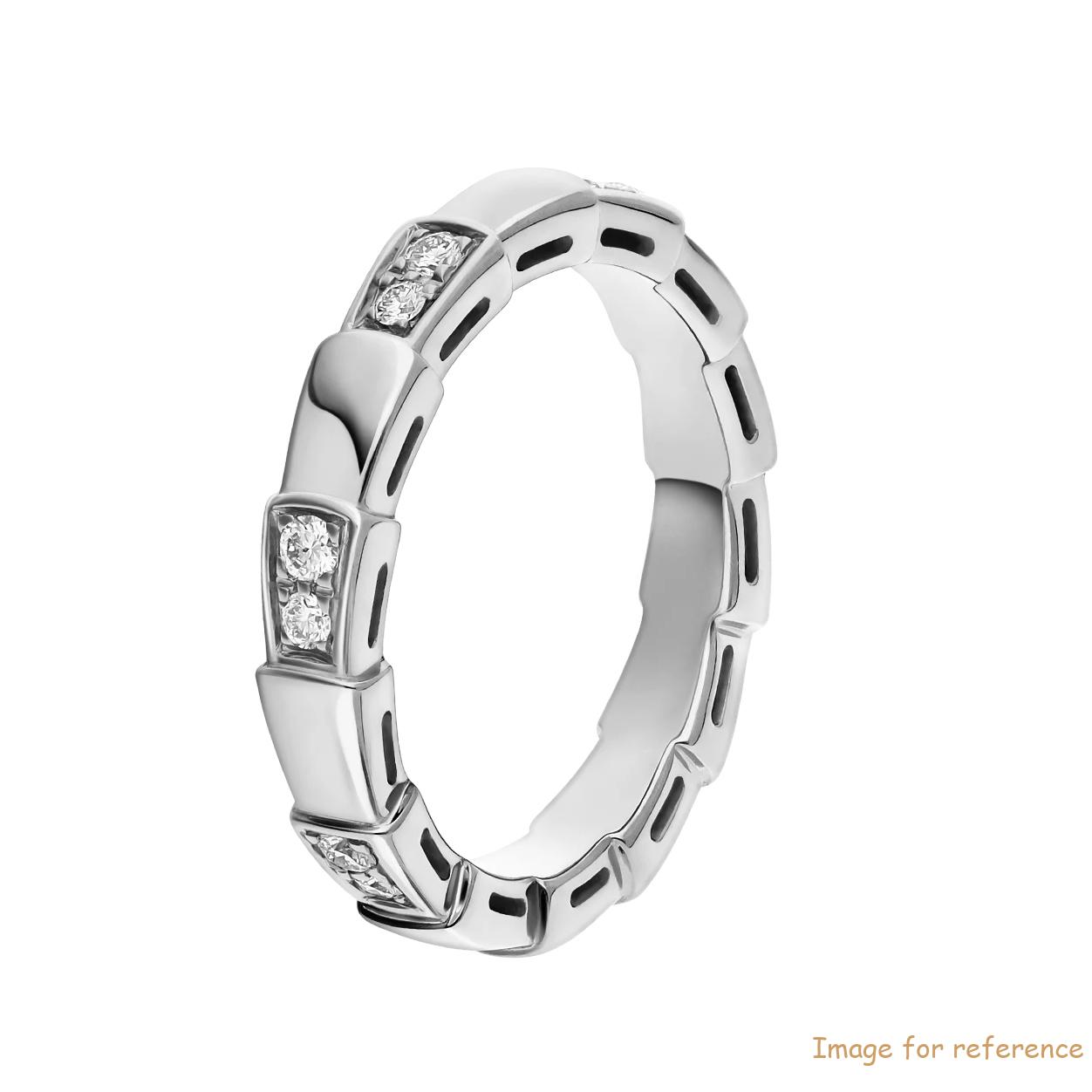 Custom band ring in 18 kt white gold, set with demi-pavé diamonds 20 years in OEM jewelry