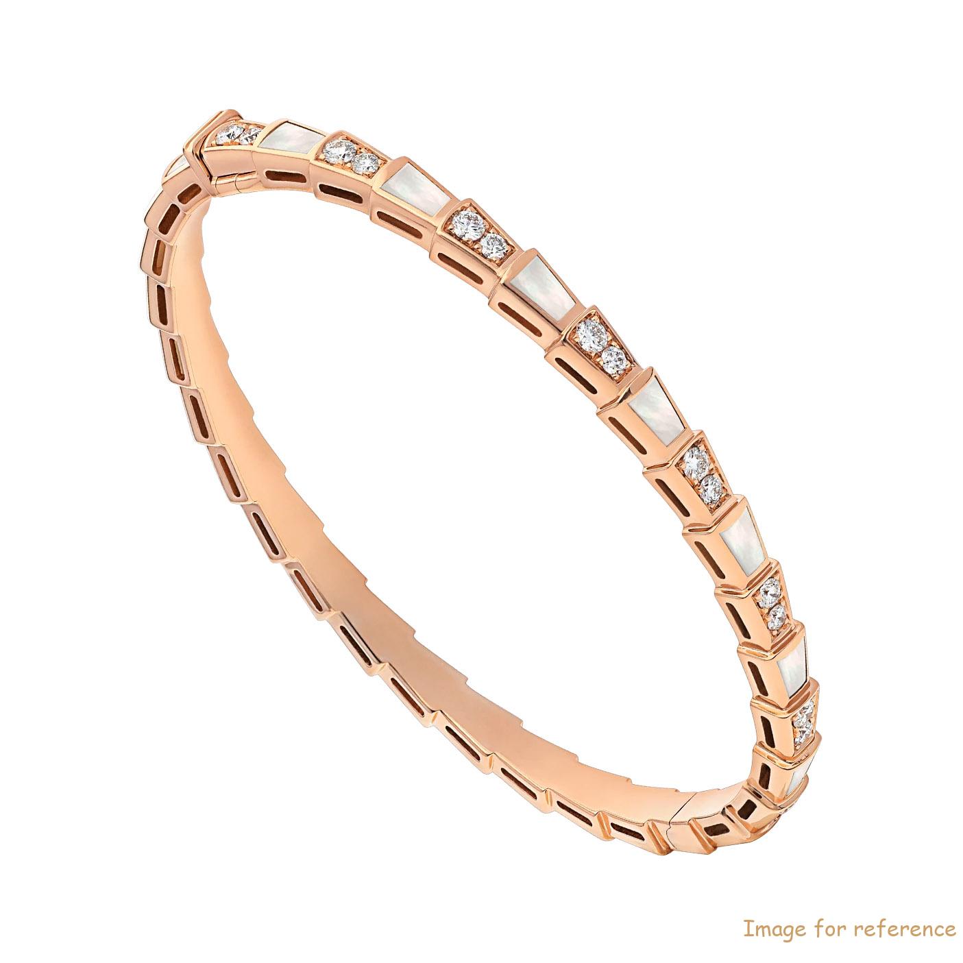 Custom design 18K rose gold bracelet set with mother-of-pearl elements and pavé diamonds OEM Jewelry Factory
