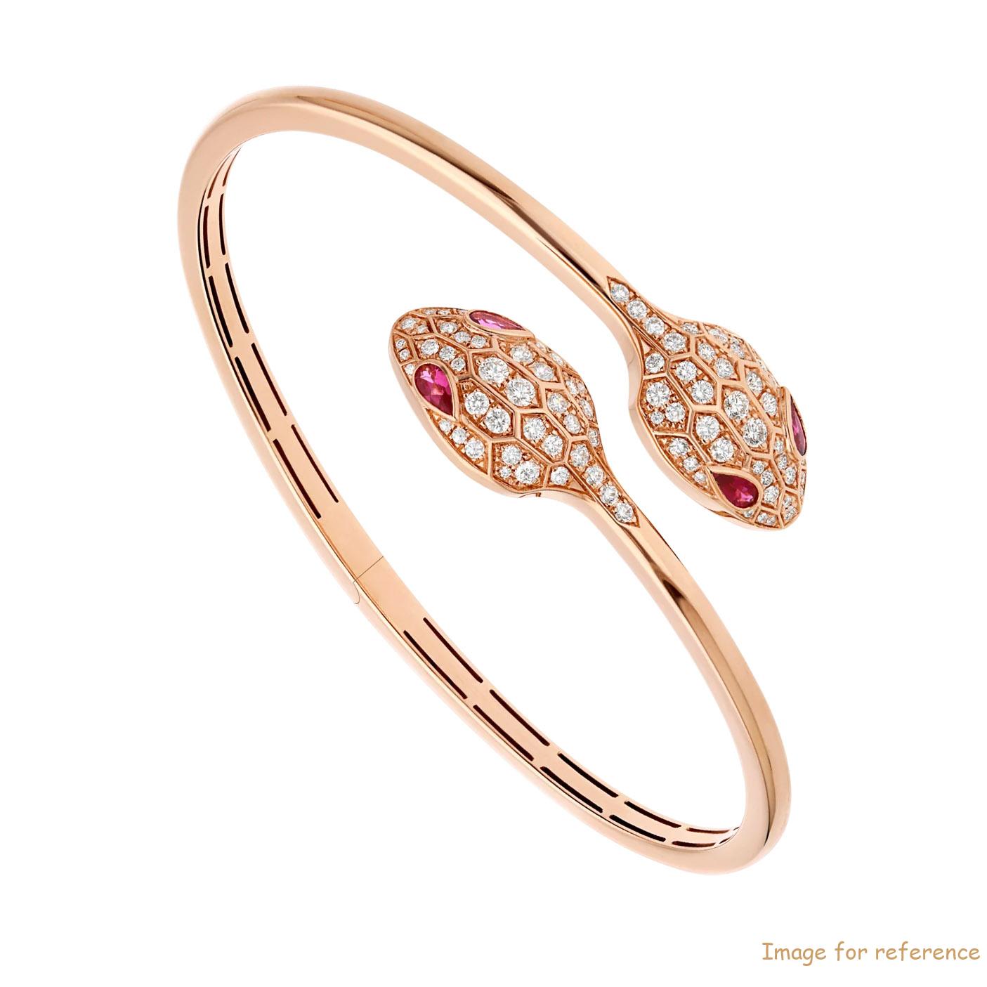 Custom design 18K rose gold bracelet set with rubellite eyes and pavé diamonds OEM Jewelry Factory