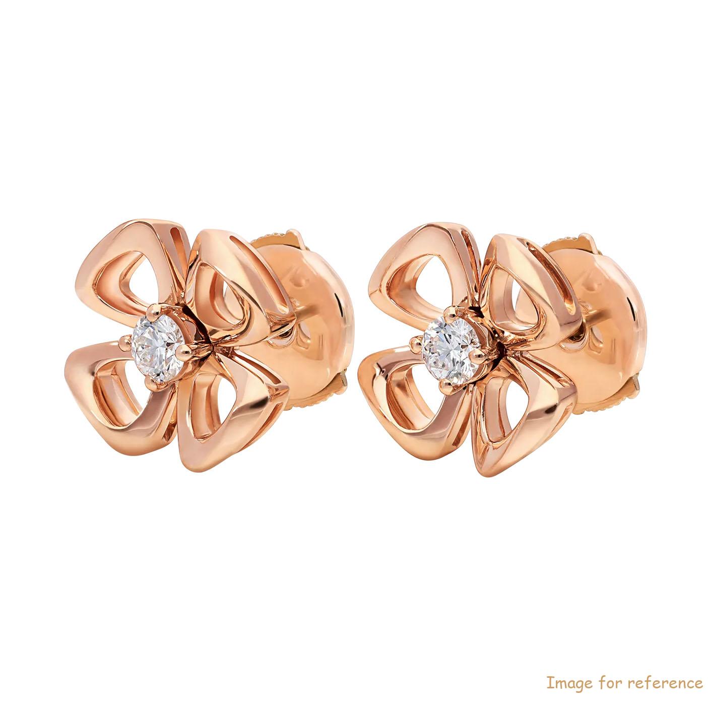 Custom design 18k rose gold earrings, set with two central diamonds OEM jewelry service