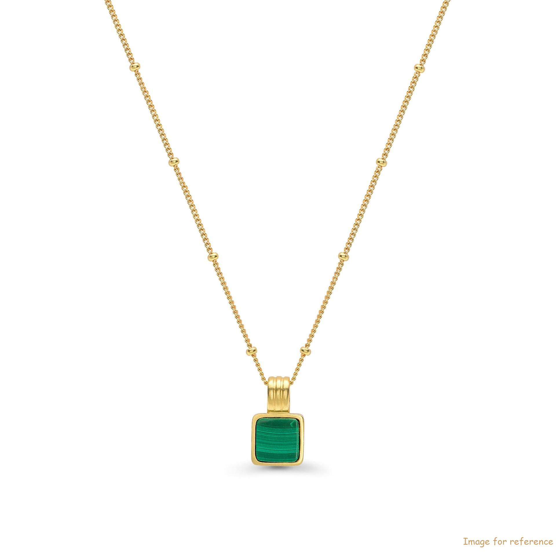 Custom design Malachite gemstone set in 18ct gold vermeil pendant on chain 20 years in OEM jewelry