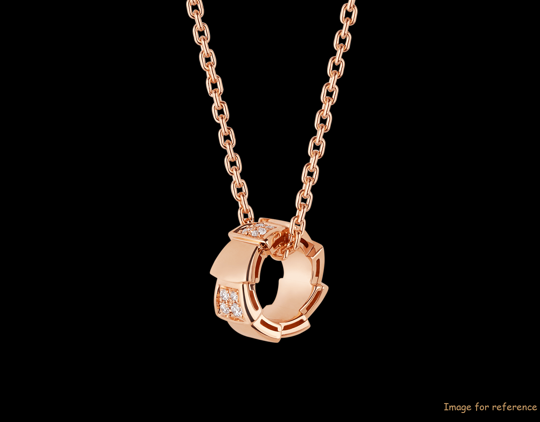Custom design jewelry necklace with 18 kt rose gold chain and 18 kt rose gold pendant set with demi-pavé diamonds oem factory Custom design jewelry necklace with 18 kt rose gold chain and 18 kt rose gold pendant set with demi-pavé diamonds oem factory