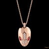 Custom design jewelry necklace with 18 kt rose gold chain and pendant, set with rubellite eyes and demi pavé diamonds OEM supplier
