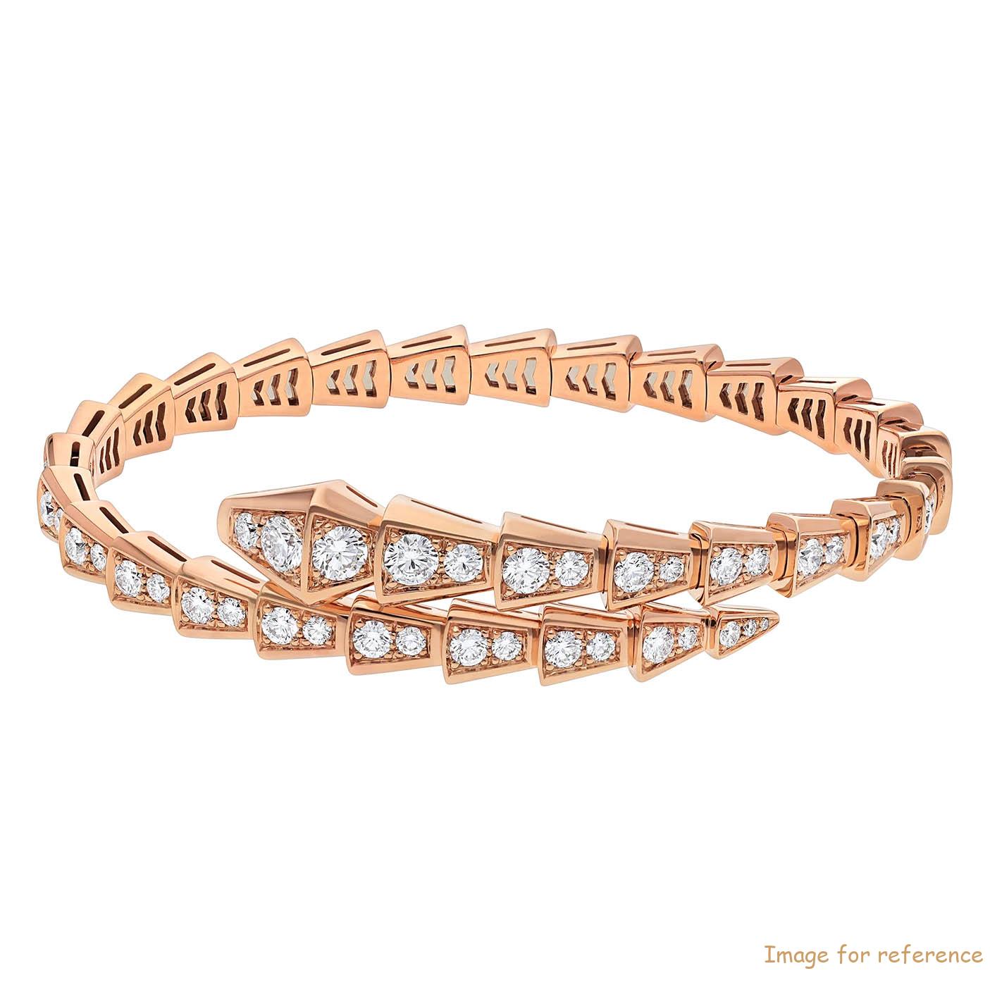 Custom design one-coil thin bracelet in 18K rose gold and full pavé diamonds OEM jewelry service