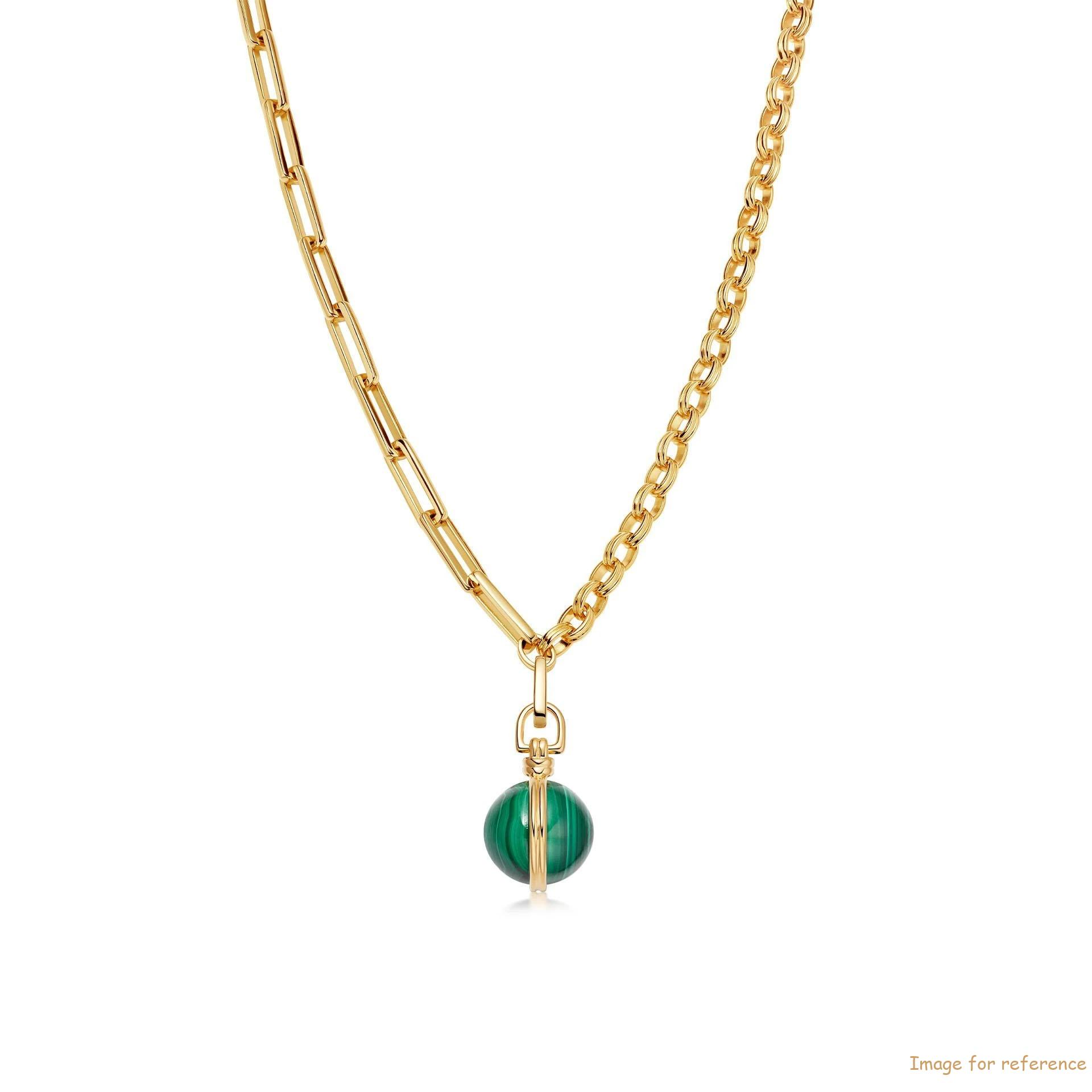 Custom engraving jewelry pendant Chain & Clasp 18ct Gold Plated On Brass with Malachite